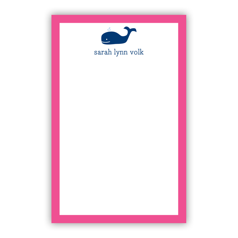 Personalized Whale Navy Notepad (100 sheets)