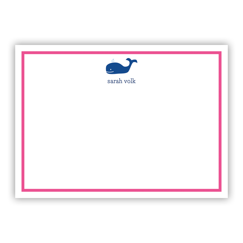 Whale Navy Flat Stationery, 25 Notecards