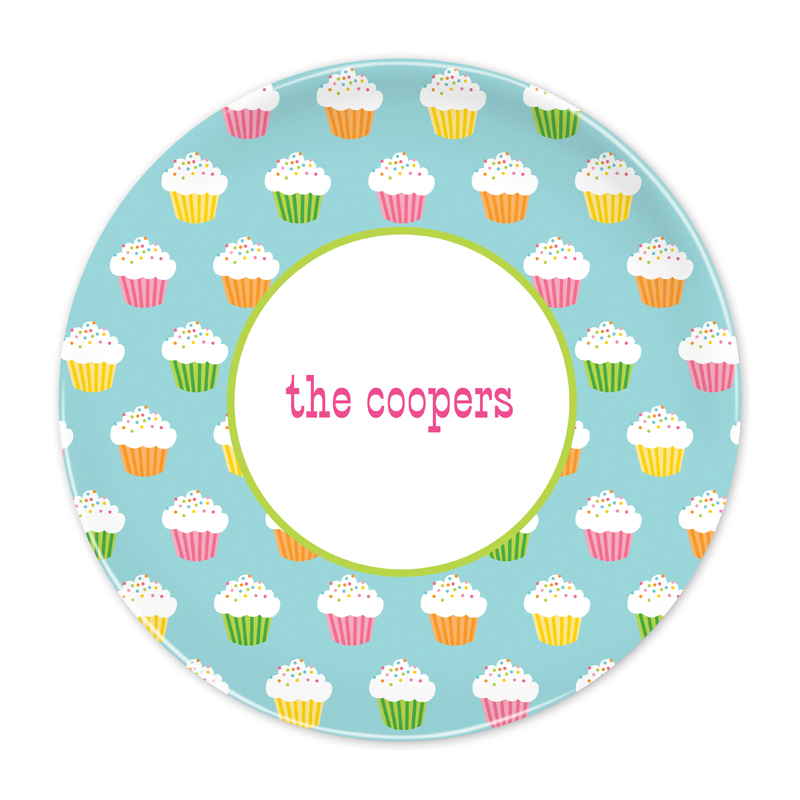 Personalized Rainbow Cupcakes 10 inch Plate