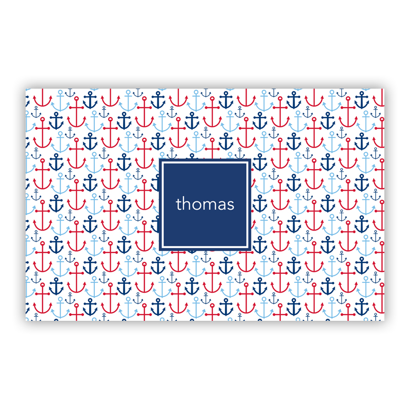 Happy Anchor Blue Disposable Personalized Placemat, 25 sheet pad