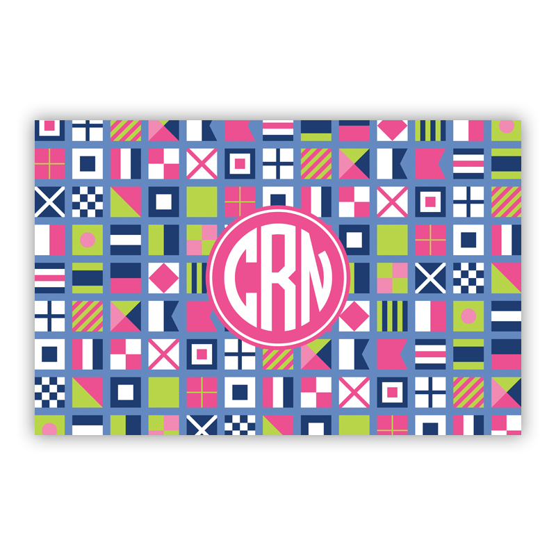 Nautical Flags Pink Personalized Laminated Placemat
