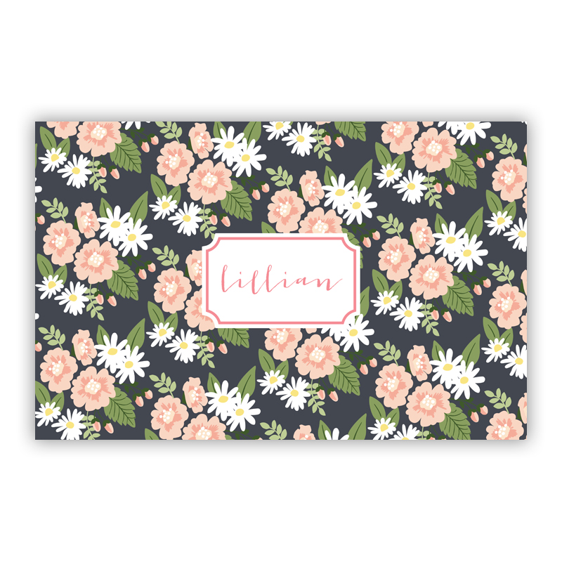 Lillian Floral Disposable Personalized Placemat, 25 sheet pad