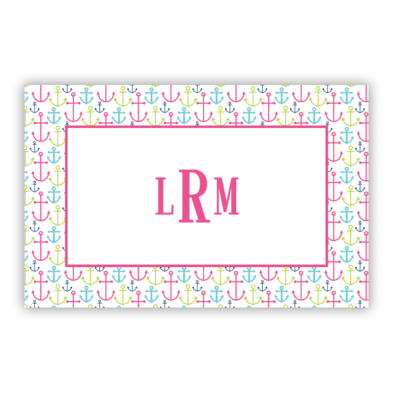 Happy Anchors Pink Personalized Laminated Placemat