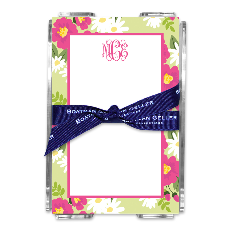 Personalized Lillian Floral Bright Note Sheets in Acrylic Holder