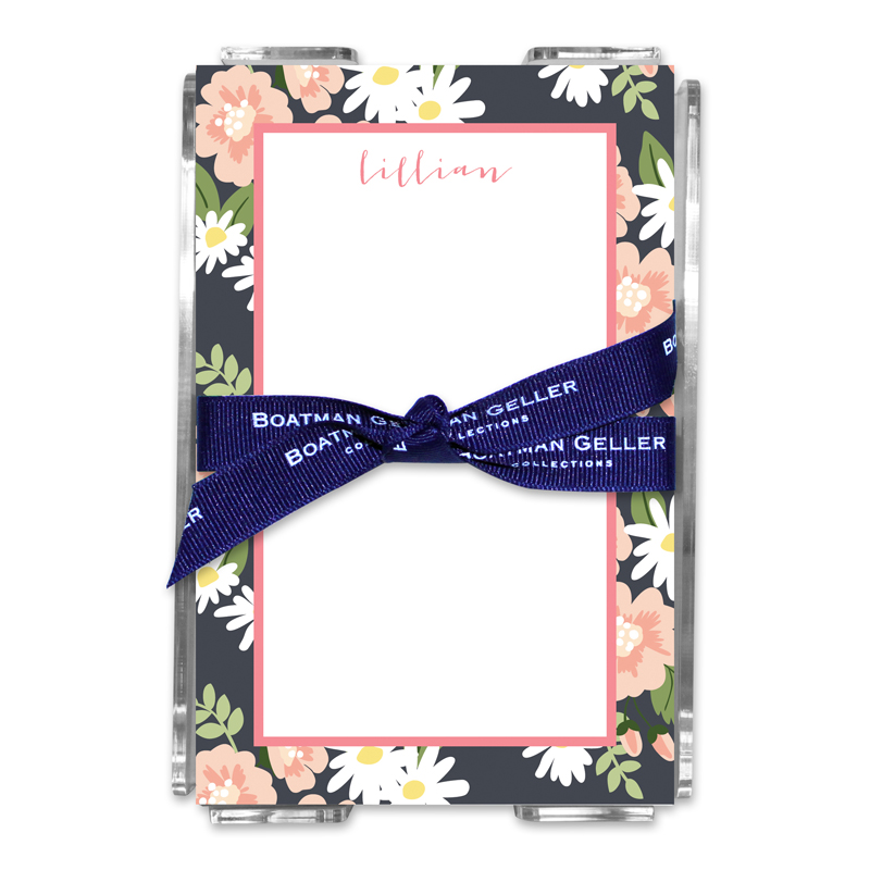 Personalized Lillian Floral Note Sheets in Acrylic Holder