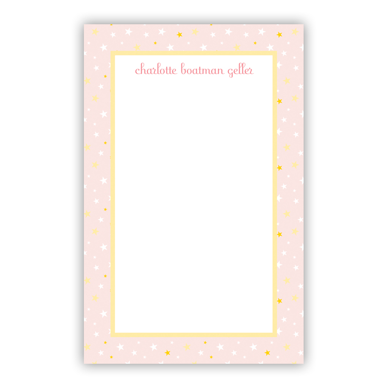Personalized Twinkle Star Light Pink Notepad (100 sheets)