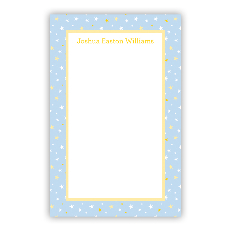 Personalized Twinkle Star Light Blue Notepad (100 sheets)