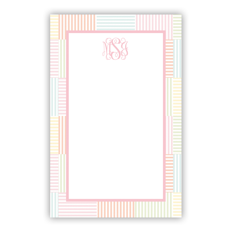 Personalized Seersucker Patch Light Pink Notepad (100 sheets)