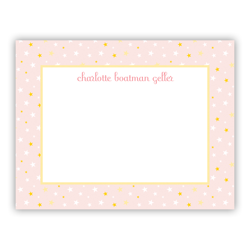 Twinkle Star Pink Small Flat Stationery Note