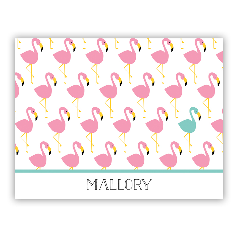 Flamingo Repeat Stationery, 25 Foldover Notecards