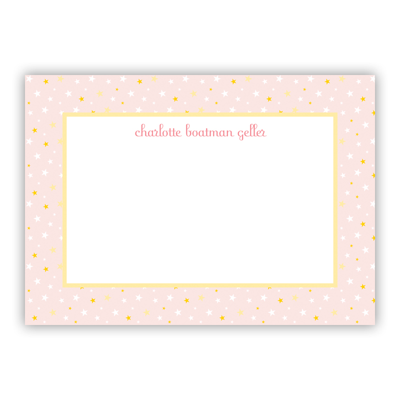Twinkle Star Pink Stationery, 25 Flat Notecards