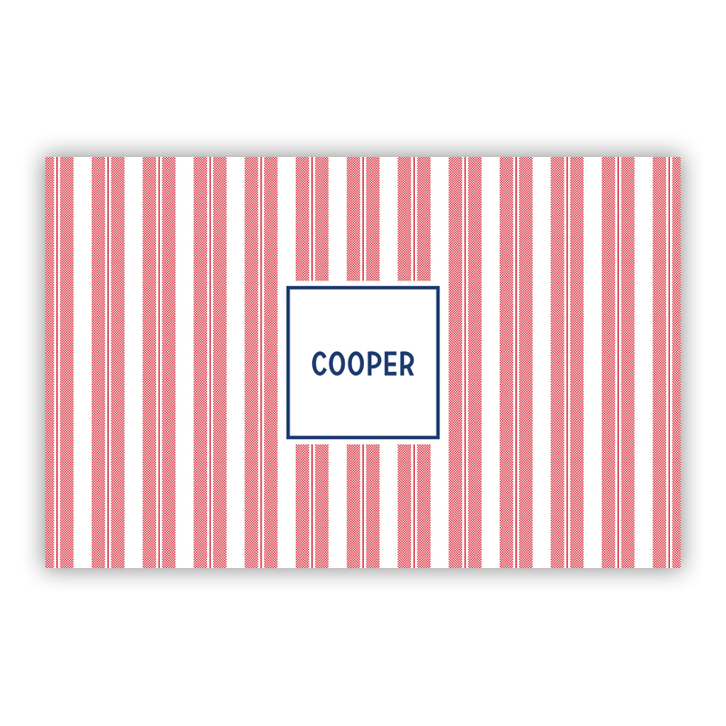 Vineyard Stripe Cherry Disposable Personalized Placemat, 25 sheet pad
