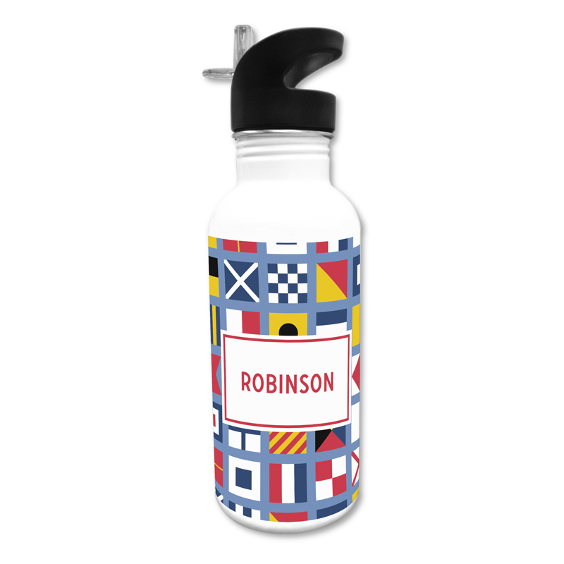 Nautical Flags 20 oz Water Bottle, Personalized