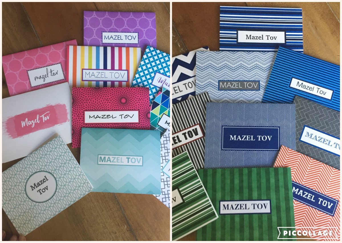 Mazel Tov Cards, 10 Foldover Notecards with envelopes