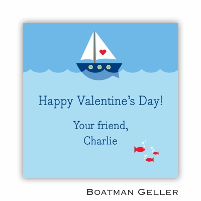 Heart Sailboat Valentines Day Stickers