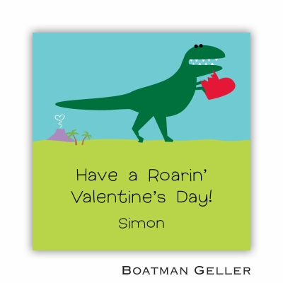 Heart Dino Valentines Day Stickers