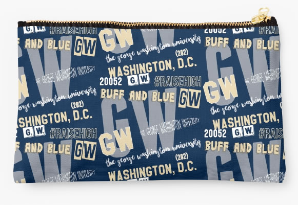 George Washington University Colonials Zippered Pouch, School Spirit Pattern