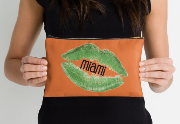 University of Miami Hurricanes Zippered Pouch, Lips Pattern