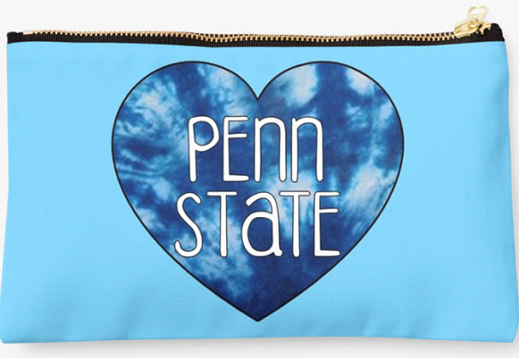 Penn State University Nittany Lions Zippered Pouch, Heart Pattern