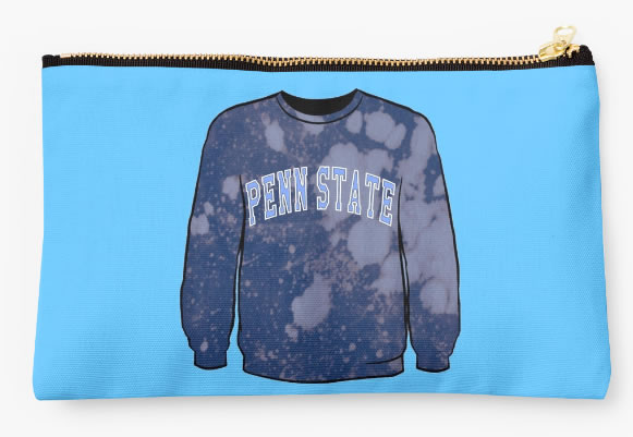 Penn State University Nittany Lions Zippered Pouch, Sweatshirt Pattern