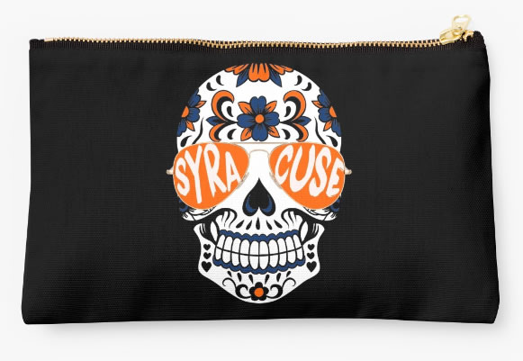 Syracuse University Oranges Zippered Pouch, Skull Pattern