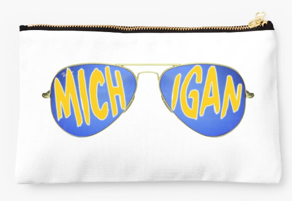 University of Michigan Wolverines Zippered Pouch, Sunglasses Pattern