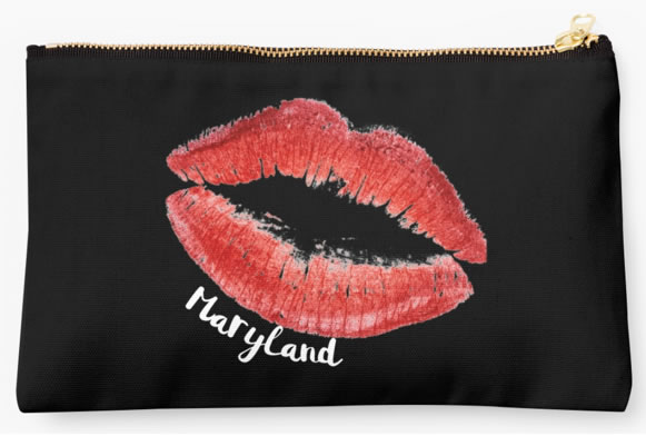 University of Maryland Terrapins Zippered Pouch, Lips Pattern