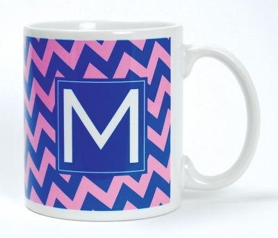 Coffee Mug - Chevron Blue , Discounted, by Inviting Company