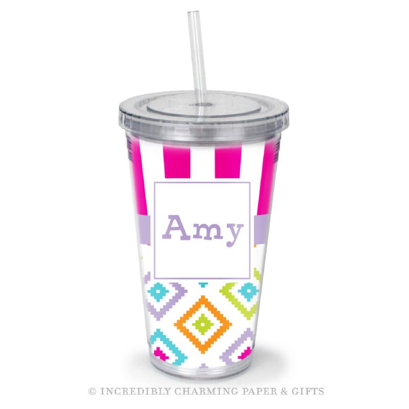 Beverage Tumbler with Straw, Personalized, Mesa Mix