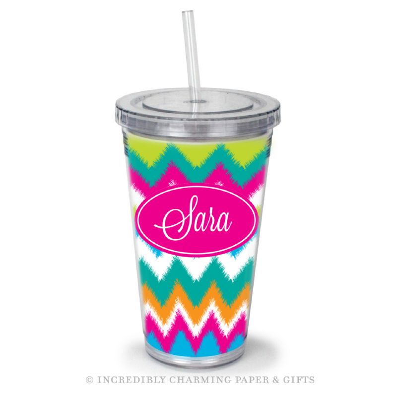 Beverage Tumbler with Straw, Personalized, Fuzzy Fun
