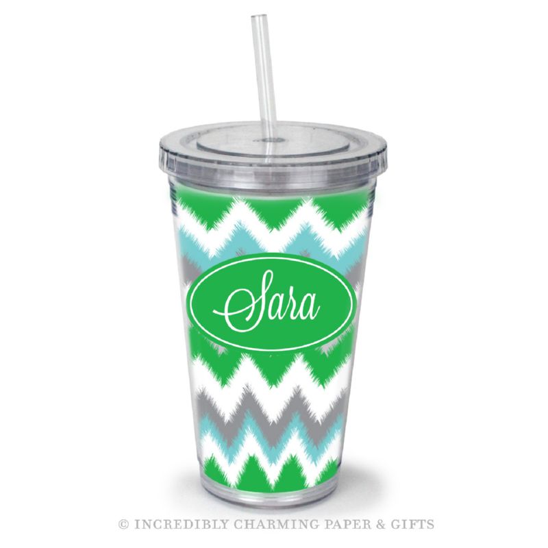 Beverage Tumbler with Straw, Personalized, Fuzzy Fresh