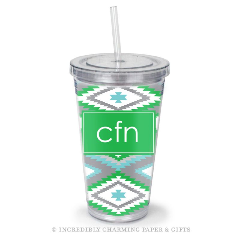 Beverage Tumbler with Straw, Personalized, Navajo Fresh