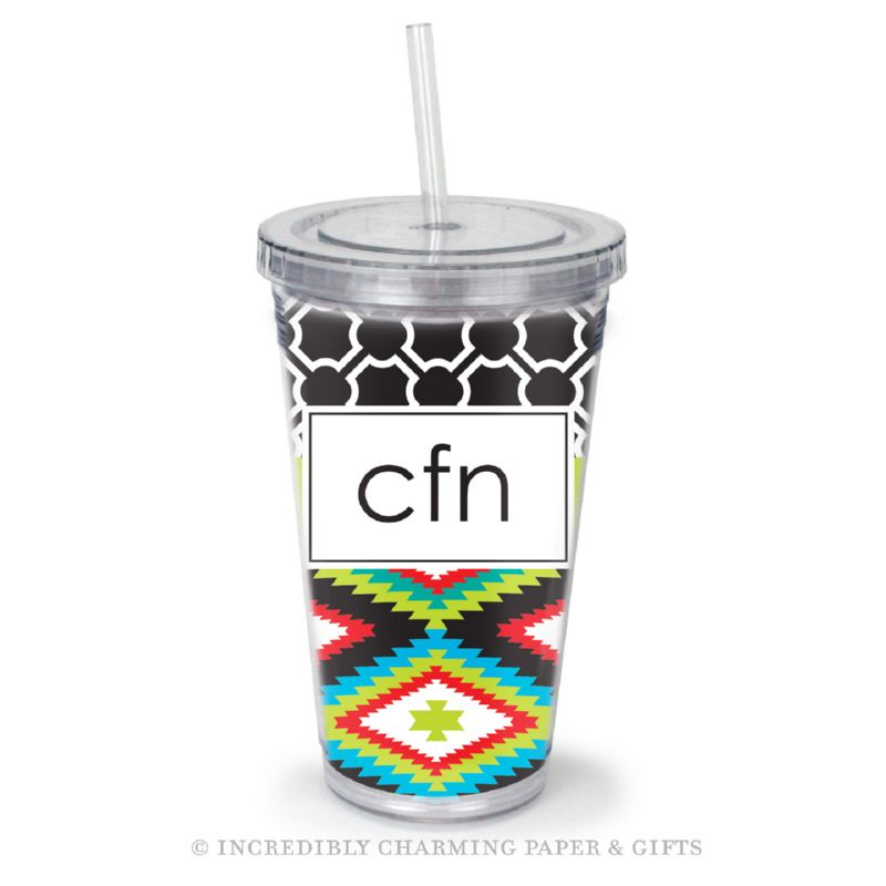 Beverage Tumbler with Straw, Personalized, Navajo Mix