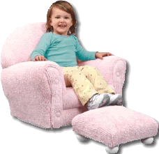 Pink Chenille Rocker with Ottoman Set