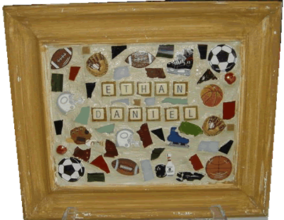 Mosaic Name Framed and Customized for Boy