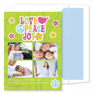 Love Peace Joy Lime Flat Photo Card by Noteworthy Collections