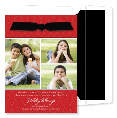 Holiday Tile Red Flat Photo Card by Noteworthy Collections