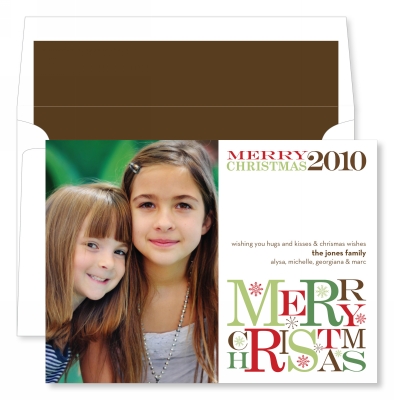 Mod Christmas Text Horizontal Flat Photo Card by Noteworthy Collections