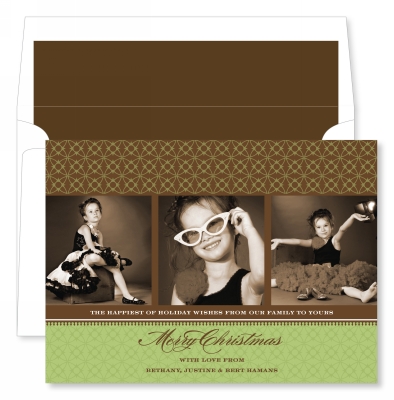 Formal Triad Green Flat Photo Card by Noteworthy Collections