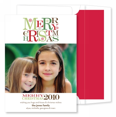 Mod Christmas Text Vertical Flat Photo Card by Noteworthy Collections