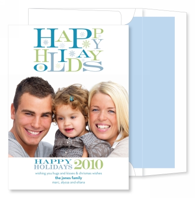 Happy Holidays Text Vertical Flat Photo Card by Noteworthy Collections