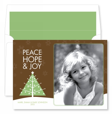 Peace Hope & Joy Brown Flat Photo Card by Noteworthy Collections
