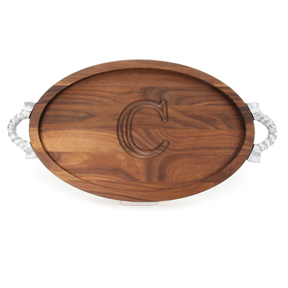 Oval maple carved initial cutting board
