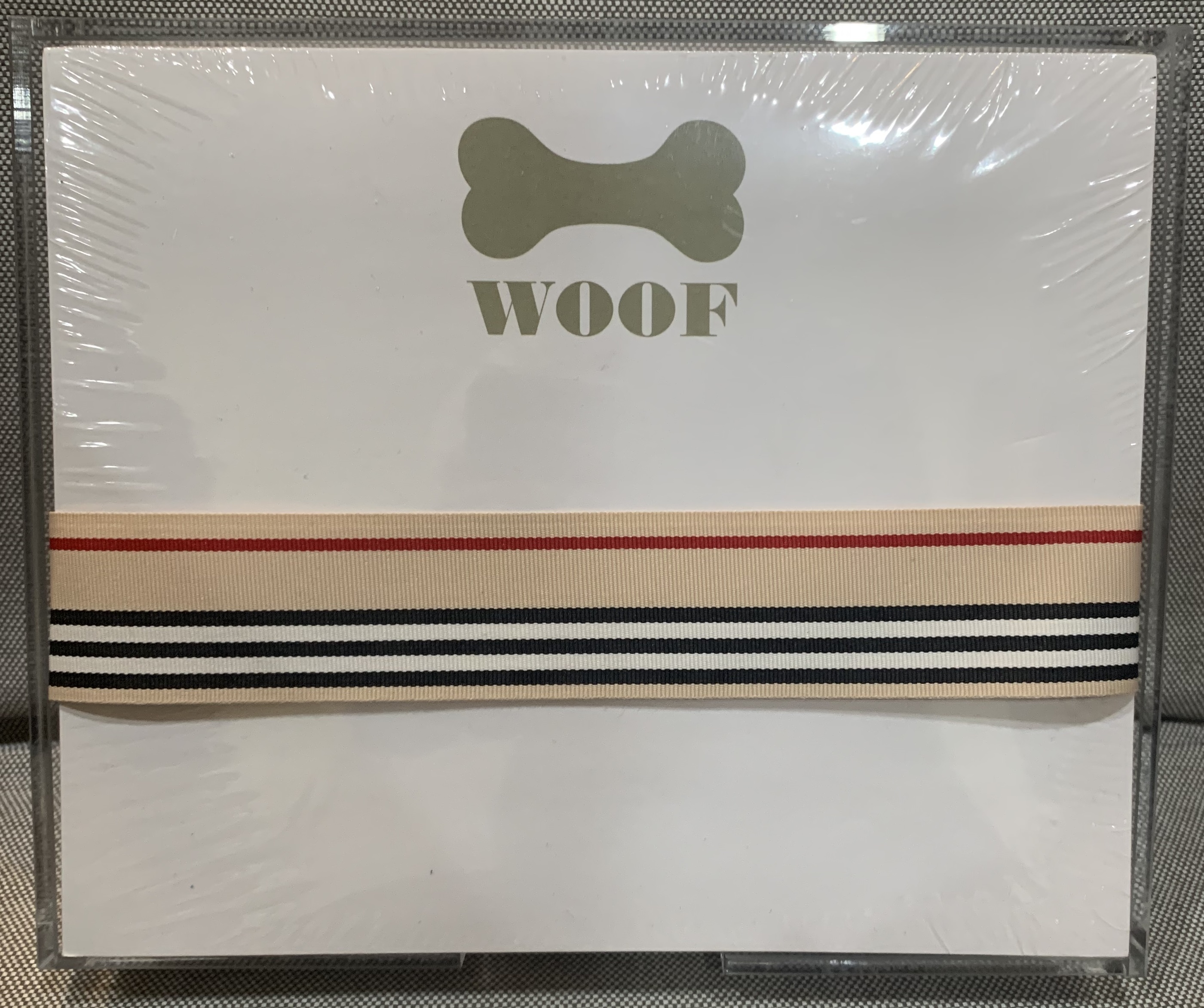 WOOF! chunky Notepad, and available lucite tray holder