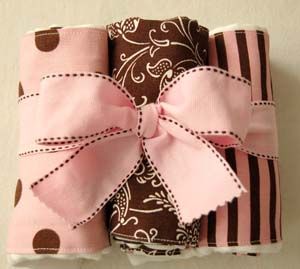 Pink and Brown luxe Burp cloth set