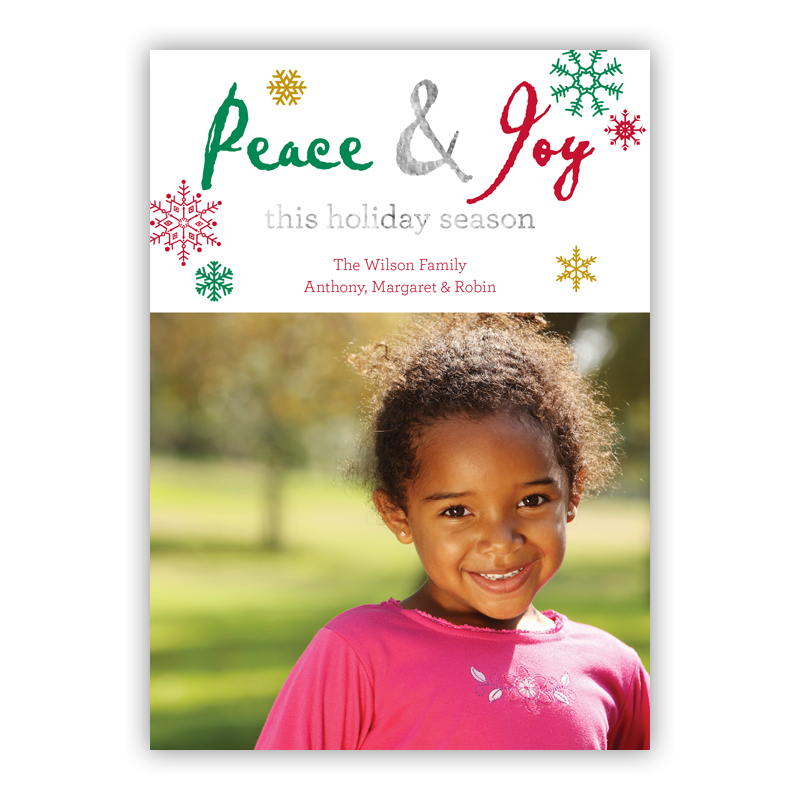Peace Cut Out Silver Foil Holiday Photocard