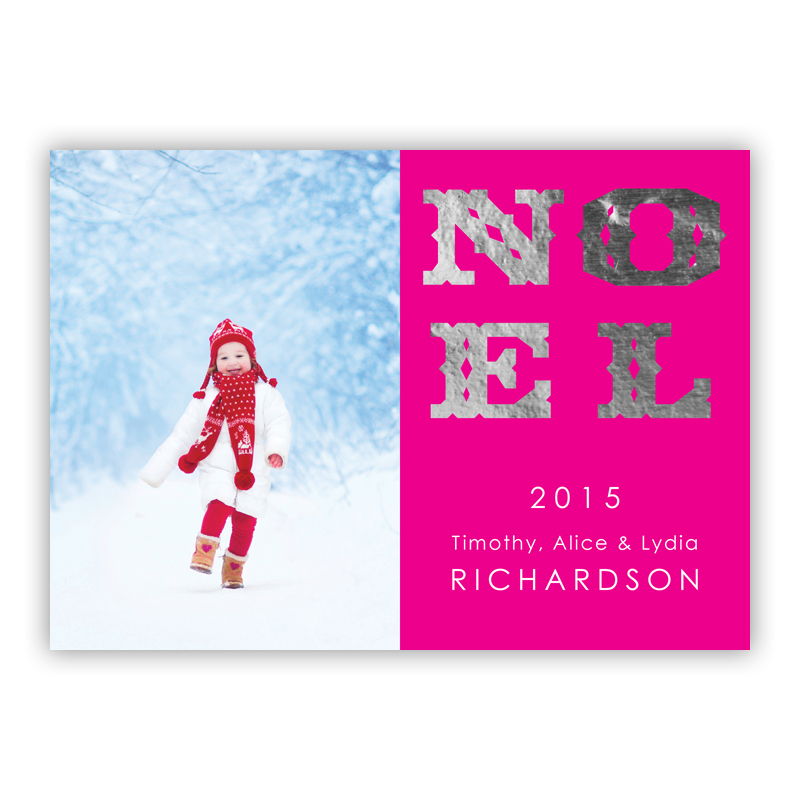 Noel Silver Foil Holiday Photocard