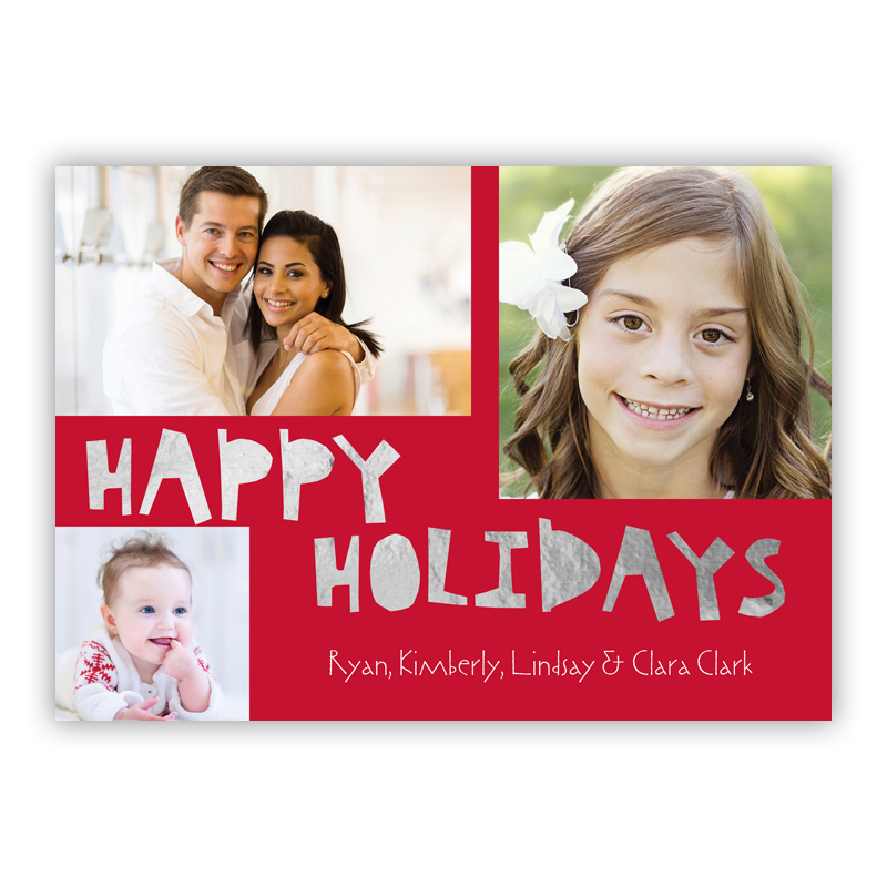 Happy Holidays Silver Foil Holiday Photocard