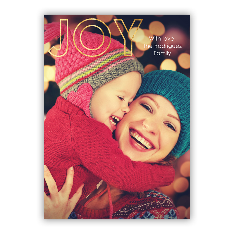 Joy Outlined Gold Foil Holiday Photocard