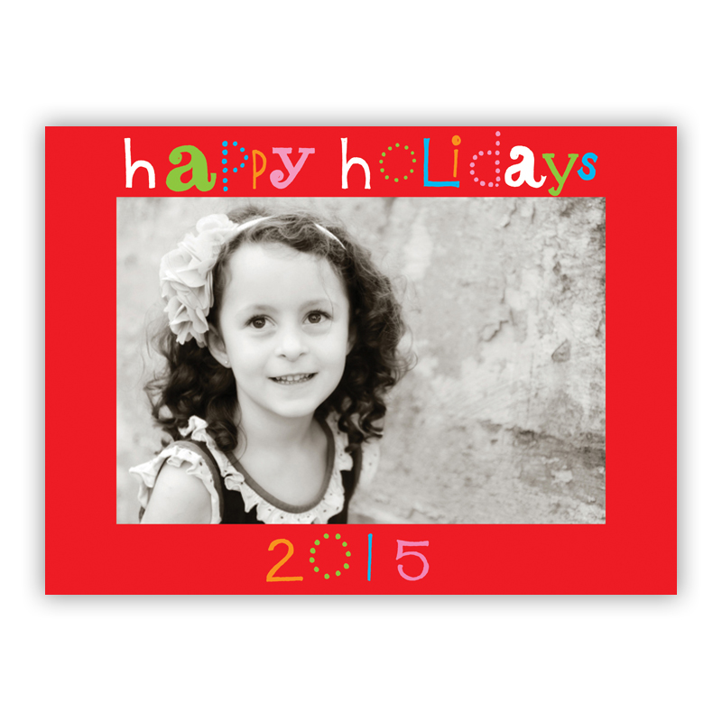 Happy Holidays Red Horizontal Photo Holiday Greeting Card